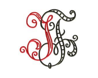 J and J #3 Two-Letter Monogram Combination  Machine  Embroidery Design in 6 Sizes - for 4" x 4", 5"x 7"  and 7"x7" hoops
