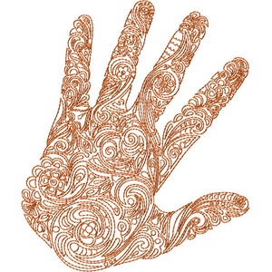 Henna Palm Machine Embroidery Design - 5 x 7-inch hoop, CD-129