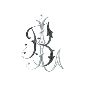 B y L #8 diseño de bordado de máquina de monograma de dos letras en 5 tamaños - para aros de 4" x 4" y 5" x 7"