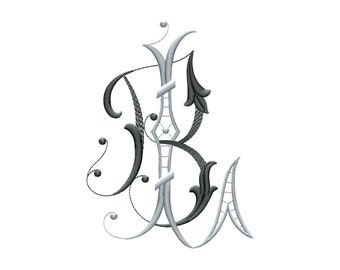 B and L #8 Two-Letter Monogram Machine  Embroidery Design in 5 Sizes - for 4" x 4" and  5" x 7" hoops