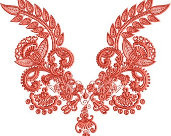 Neckline 2 Embroidery Machine Embroidery Design in three sizes - 5x7 -inch and Plus hoop, CD-163