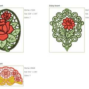 ABC Embroidery Designs 9 Romantic Lace Medallions for 5x7 hoop Machine Embroidery Neckline, Inserts image 3