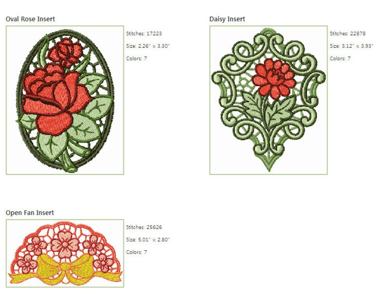ABC Embroidery Designs 9 Romantic Lace Medallions for 5x7 hoop Machine Embroidery Neckline, Inserts image 3