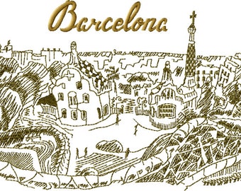 Barcelona Machine Embroidery Design - 2 Sizes 5 x 7-inch hoop,6 x 9-inch hoop, CD-115