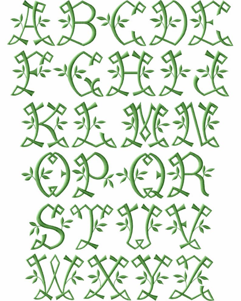 Eastern Alphabet Lettering Eastern Spring Font Machine Embroidery 26 Designs (all Capital Letters ...