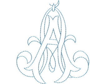AA 3Two-Letter Monogram Machine  Embroidery Design in 4 Sizes - for 5"x 7" and 4" x 4" hoops