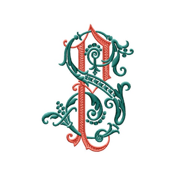 P and S 5 Two-letter Monogram Machine Embroidery Design in 5 Sizes for 4 X  4 and 5 X 7 Hoops -  Hong Kong