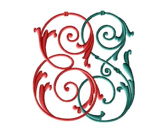 E and S or S and E #3 Two-Letter Monogram Combination  Machine  Embroidery Design in 5 Sizes - for 4" x 4",  5"x 7"  and 7" х 8" hoops