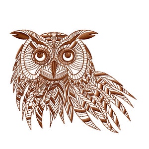 Owl Face Machine Embroidery Design in Two Sizes - 5x7 and 6x10 -inch hoop, CD-127