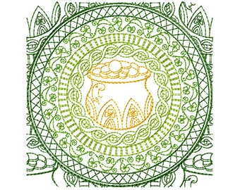 St. Patrick Seamless Mandala Machine Embroidery Design - 4 Sizes 5 x 7-inch hoop, 6 x 8-inch hoop