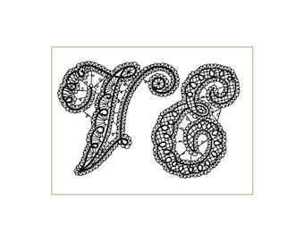 Venice Initials Machine Embroidery 52 Designs Аll Capitals, Each Letter in 2 Sizes -  4"x4" and 5"x7" Hoop F2156