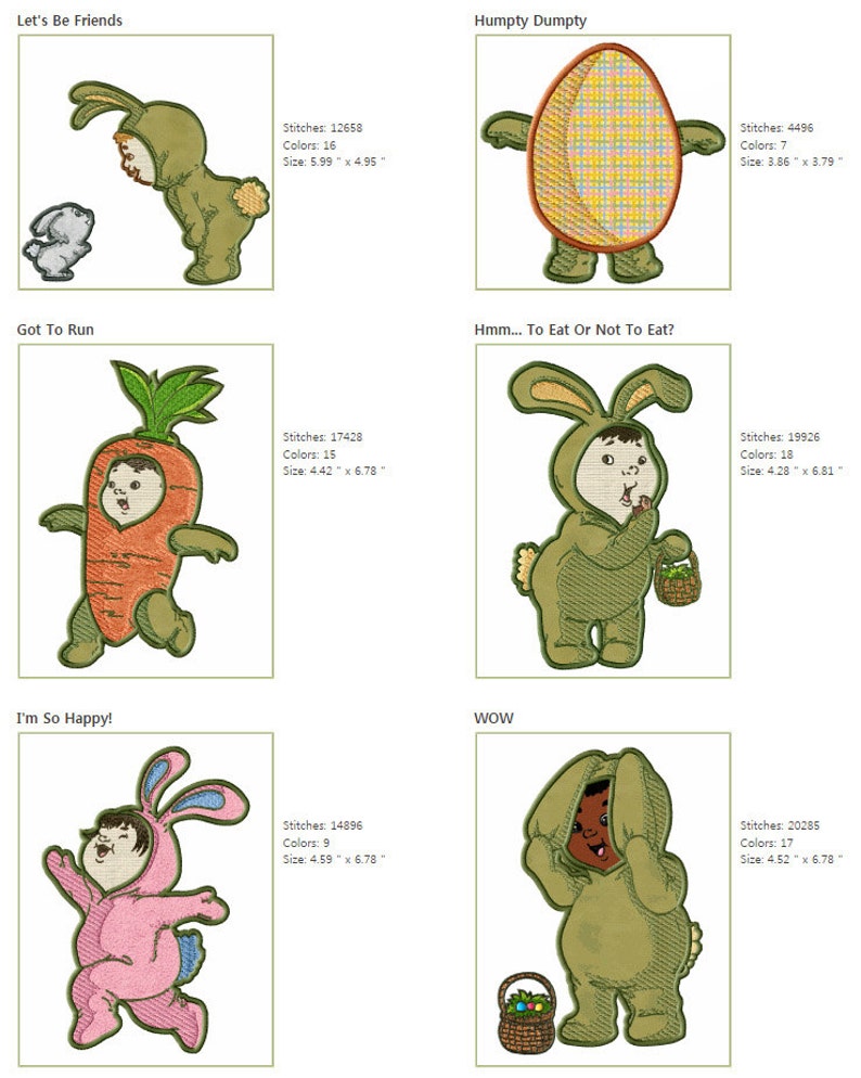 ABC DESIGNS Easter Bunnies Applique 17 Machine Embroidery DESIGNS for 5x7 hoop D2151 image 5