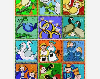 ABC DESIGNS Twelve Days Of the Christmas 12 Machine Embroidery DESIGNS for 5"x7" hoop  D2175