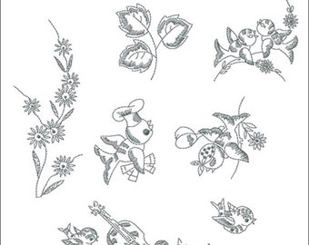 Redwork Garden 8 Machine Embroidery Designs for 5"x7" hoop  D2109