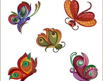 ABC Embroidery Designs 5 Dancing Butterflies for 4"x4" hoop,  D2222