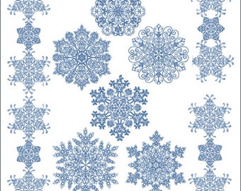 ABC DESIGNS Crystal Snowflakes 8 Machine Embroidery DESIGNS for 5"x7" hoop,  D2146