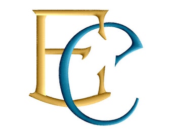 E and C 1  Two-Letter Monogram Machine  Embroidery Design in 6 Sizes - for 4" x 4" , 5" x 7" ,6 x 10-inch hoops