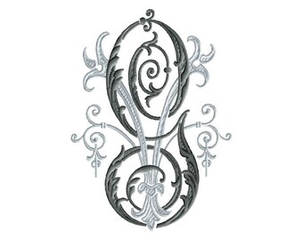 G and V 6 Two-Letter Monogram Machine  Embroidery Design in 5 Sizes - for 4" x 4", 5" x 7" hoops