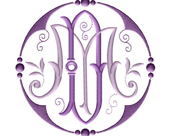 M and D #7 Two-Letter Monogram Combination  Machine  Embroidery Design in 3 Sizes - for 4" x 4", 5"x 7", 6"x6"  hoops
