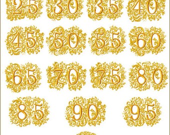 ABC Embroidery 20 Designs Anniversary Numbers for 5"x7" hoop,  D2125