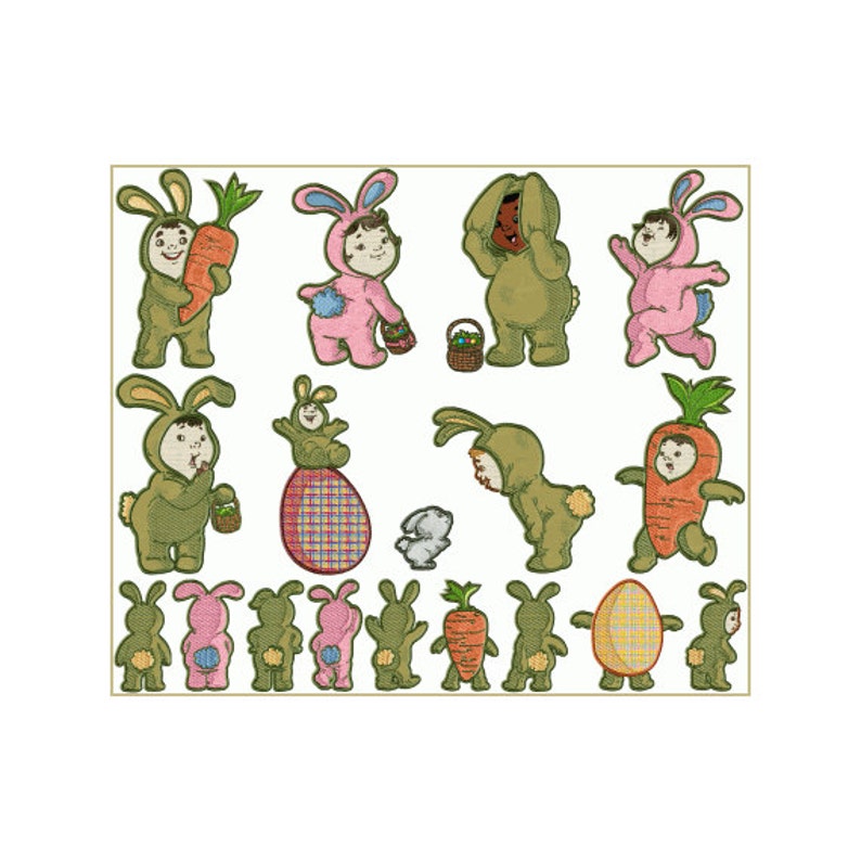 ABC DESIGNS Easter Bunnies Applique 17 Machine Embroidery DESIGNS for 5x7 hoop D2151 image 1