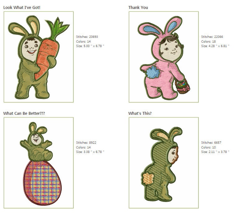 ABC DESIGNS Easter Bunnies Applique 17 Machine Embroidery DESIGNS for 5x7 hoop D2151 image 2