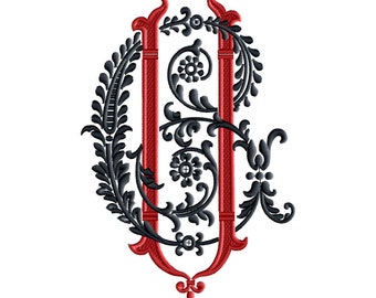 G and V 1 Two-Letter Monogram Machine  Embroidery Design in 5 Sizes - for 4" x 4", 5" x 7" hoops