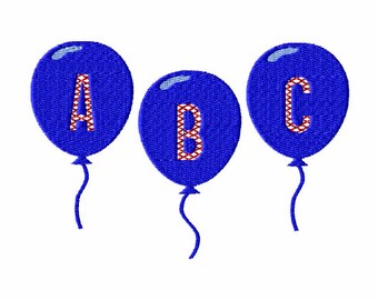 Balloons Alphabet Machine Embroidery  26 Upper-Case Letters & 10 Numerals 4"x4" hoop F2117