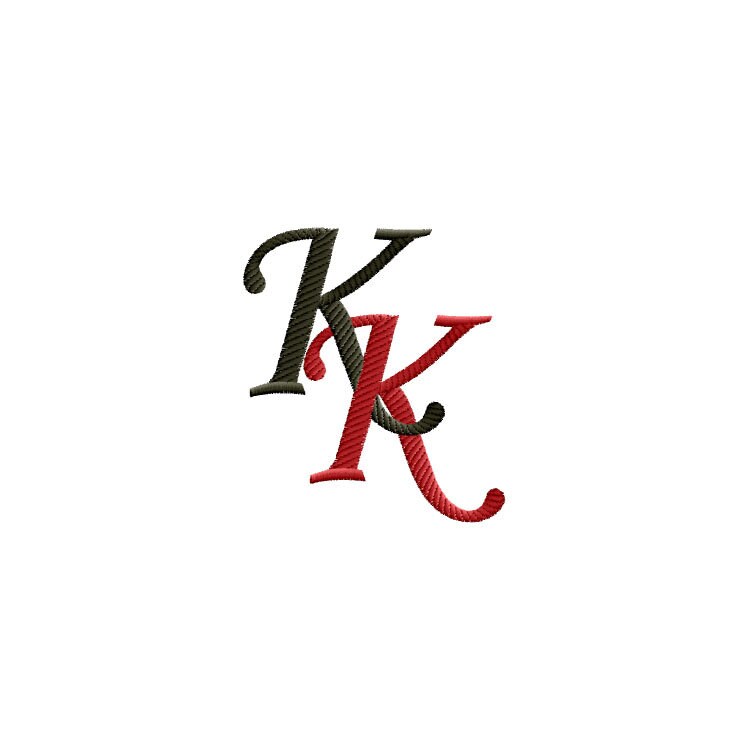 K and K #4 Two-letter Monogram Machine Embroidery Design in 5 Sizes ...