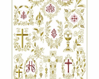 ABC Embroidery 29 Designs Christian Symbols for 5"x7" hoop,  D2121