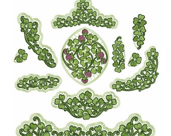 ABC Embroidery Designs 10 Shamrock Lace  for 5"x7" hoop Machine Embroidery Doilies, Neckline, Inserts