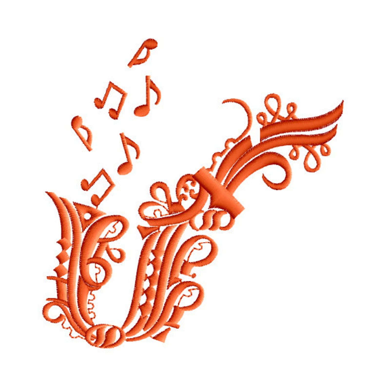 Saxophone Machine Embroidery Design in Three Sizes Etsy