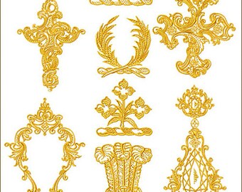 The Golden Symbols 15 Machine Embroidery Designs for 5"x7" hoop,  D2140