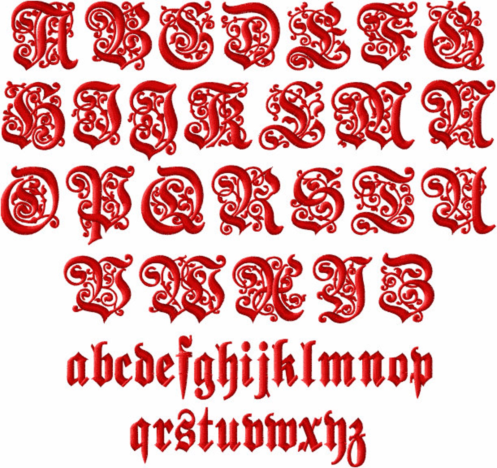 Monogram Medieval Lettering Medieval Monograms Machine Embroidery 26 Upper-case and 26 Lower-case ...