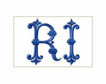 Romanesque Initials Machine Embroidery 52 Designs - all Capital Letters, Each Letter in Two Sizes - 4"x4" Hoop, F2169