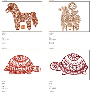 Ethnic Animals 15 Machine Embroidery Designs for 5x7 hoop D2248 image 4