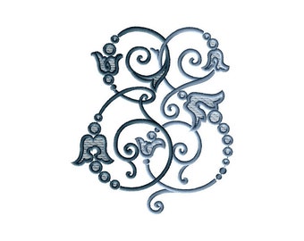 E and S or S and E #7 Two-Letter Monogram Combination  Machine  Embroidery Design in 6 Sizes - for 4" x 4", 5"х7" and  7"x 8"  hoops