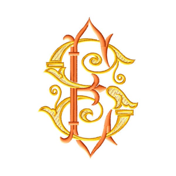 E and S or S and E #6 Two-Letter Monogram Combination  Machine  Embroidery Design in 6 Sizes - for 4" x 4" and  5"x 7"  hoops