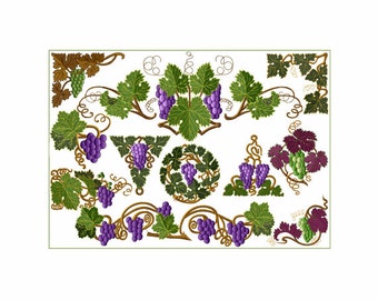 ABC Designs - Grape Vines 14 Machine Embroidery Designs for 5"x5" hoop  D2205