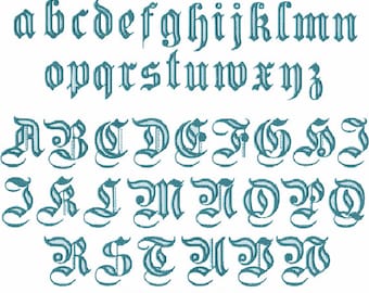 Gothic #1 Alphabet 26 Upper-Case Letters, 10 Numerals and 26 Lower-Case Machine Embroidery Letters for 4"x4" hoop F2127