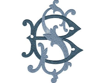 B and S 3 Two-Letter Monogram Machine  Embroidery Design in 6 Sizes 4"x4", 5"x7"  hoops