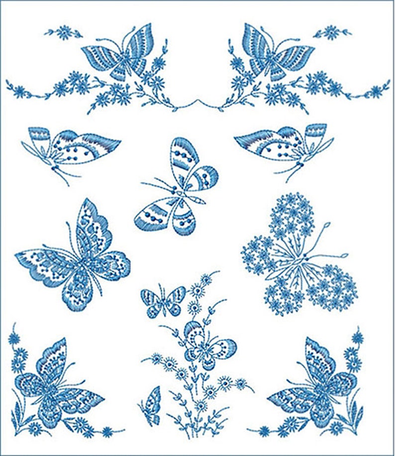 Redwork Butterflies 8 Machine Embroidery Designs for 5x7 hoop D2108 image 1