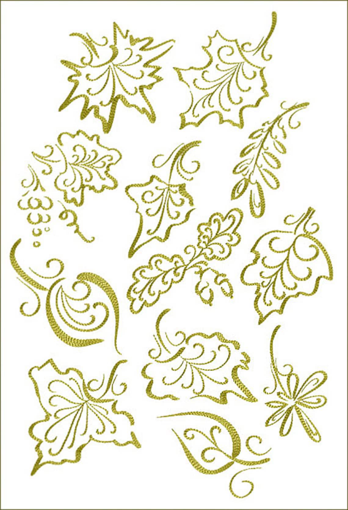 Golden leaves 12 machine embroidery designs for  etsy Golden leaves 12 machine embroidery designs for  etsy