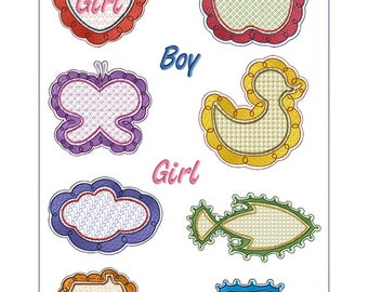 ABC Embroidery Designs 11 Baby Frames for 5"x7" hoop
