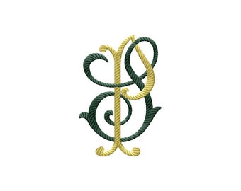 P and S #4 Two-Letter Monogram Machine  Embroidery Design in 6 Sizes - for 4" x 4" and 5" x 7" hoops