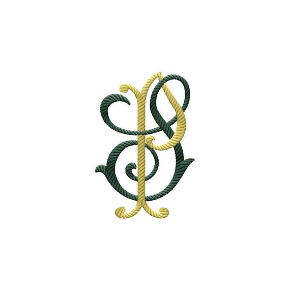 P and S 4 Two-letter Monogram Machine Embroidery Design in 6 Sizes