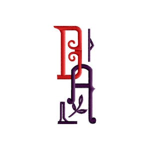 Design de bordado à máquina com combinação de monograma de duas letras A e D #4 em 4 tamanhos - para aros de 4" x 4", 5" x 7" e 6" x 9"