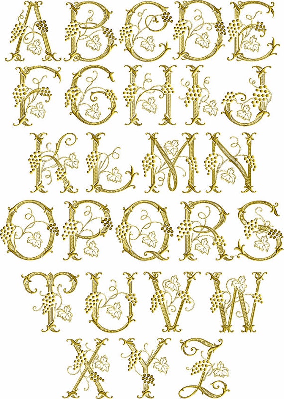 Grape Vines Font 26 Machine Embroidery Letters For Etsy grape-vines-font-26-machine-embroidery-letters-for-etsy