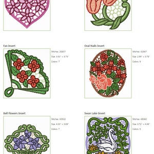 ABC Embroidery Designs 9 Romantic Lace Medallions for 5x7 hoop Machine Embroidery Neckline, Inserts image 2