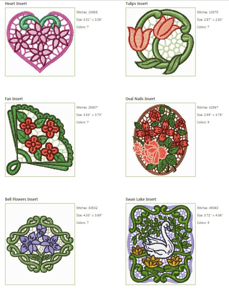 ABC Embroidery Designs 9 Romantic Lace Medallions for 5x7 hoop Machine Embroidery Neckline, Inserts image 2